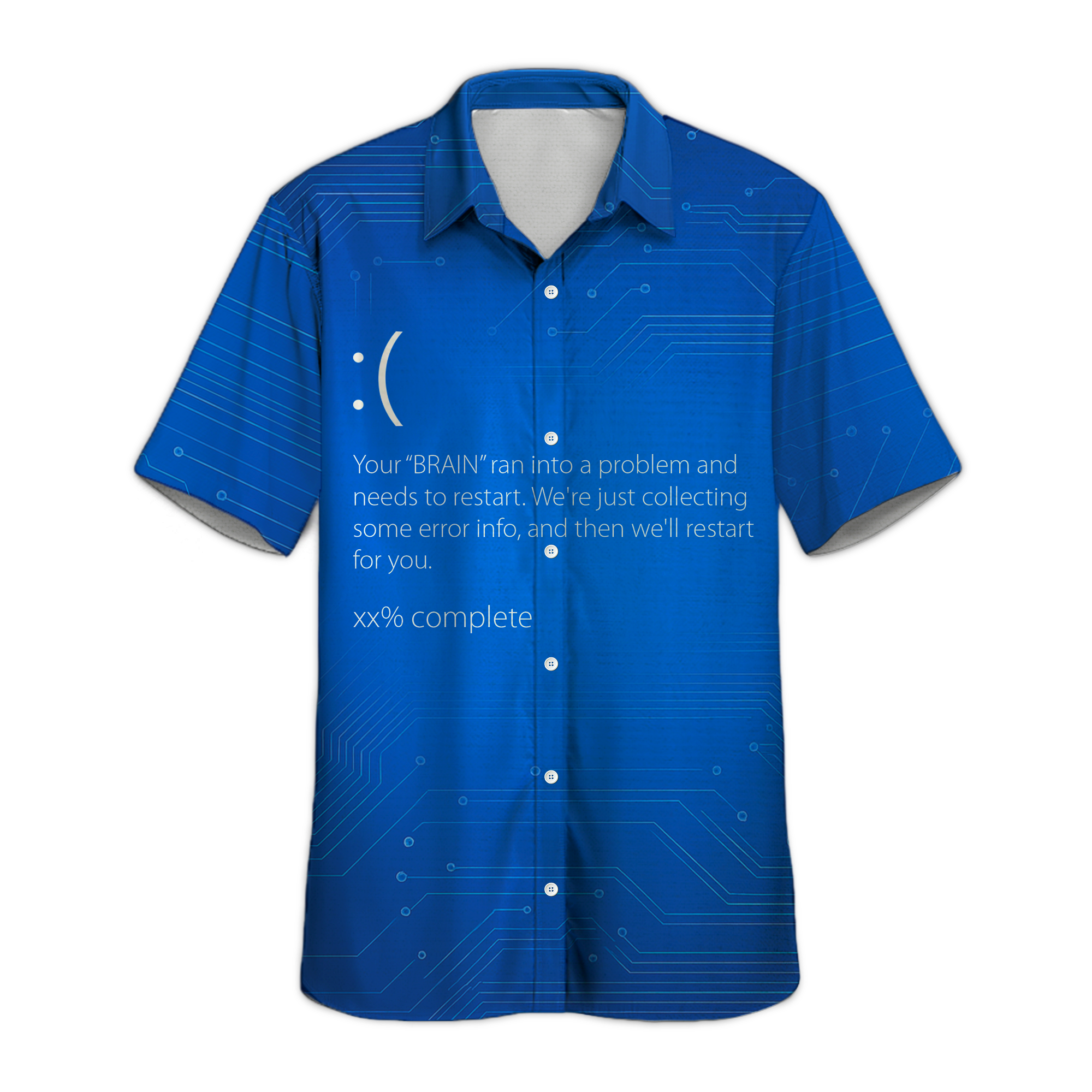 Blue Screen of Death Technology Button Up Shirt