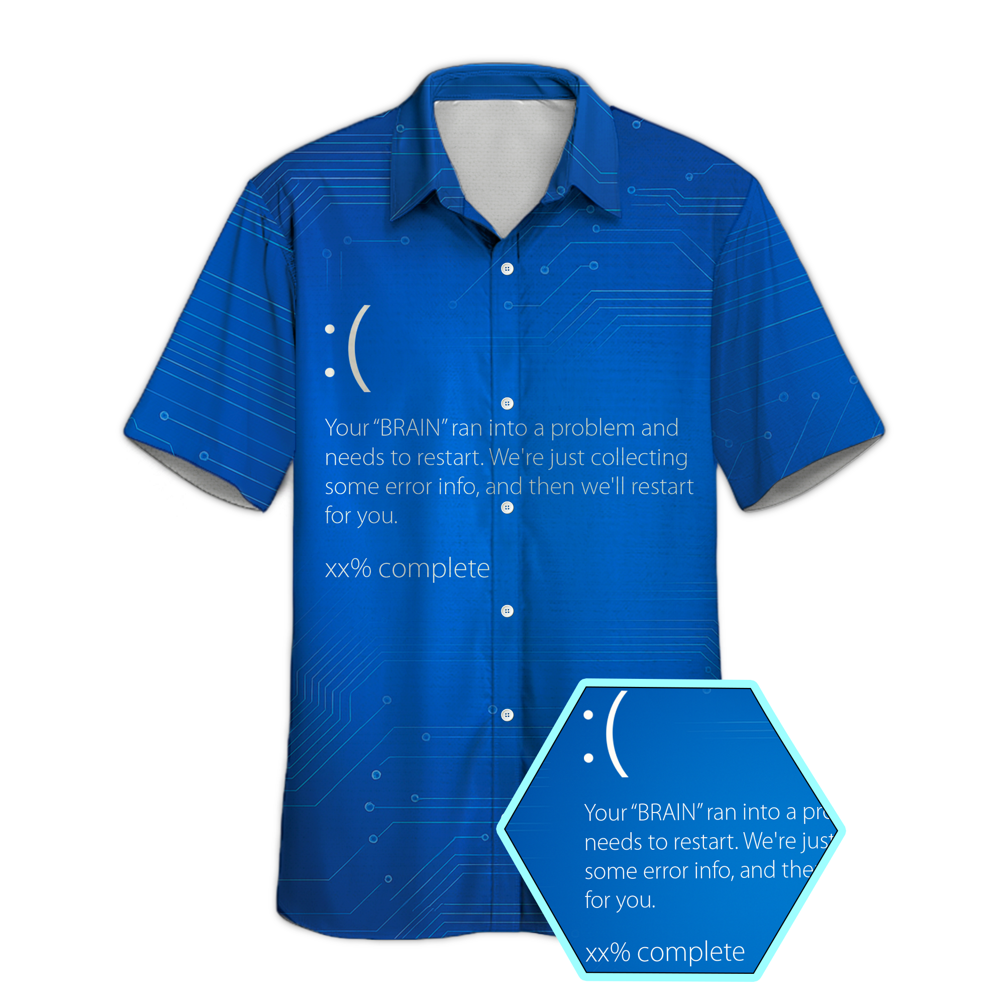 Blue Screen of Death Technology Button Up Shirt