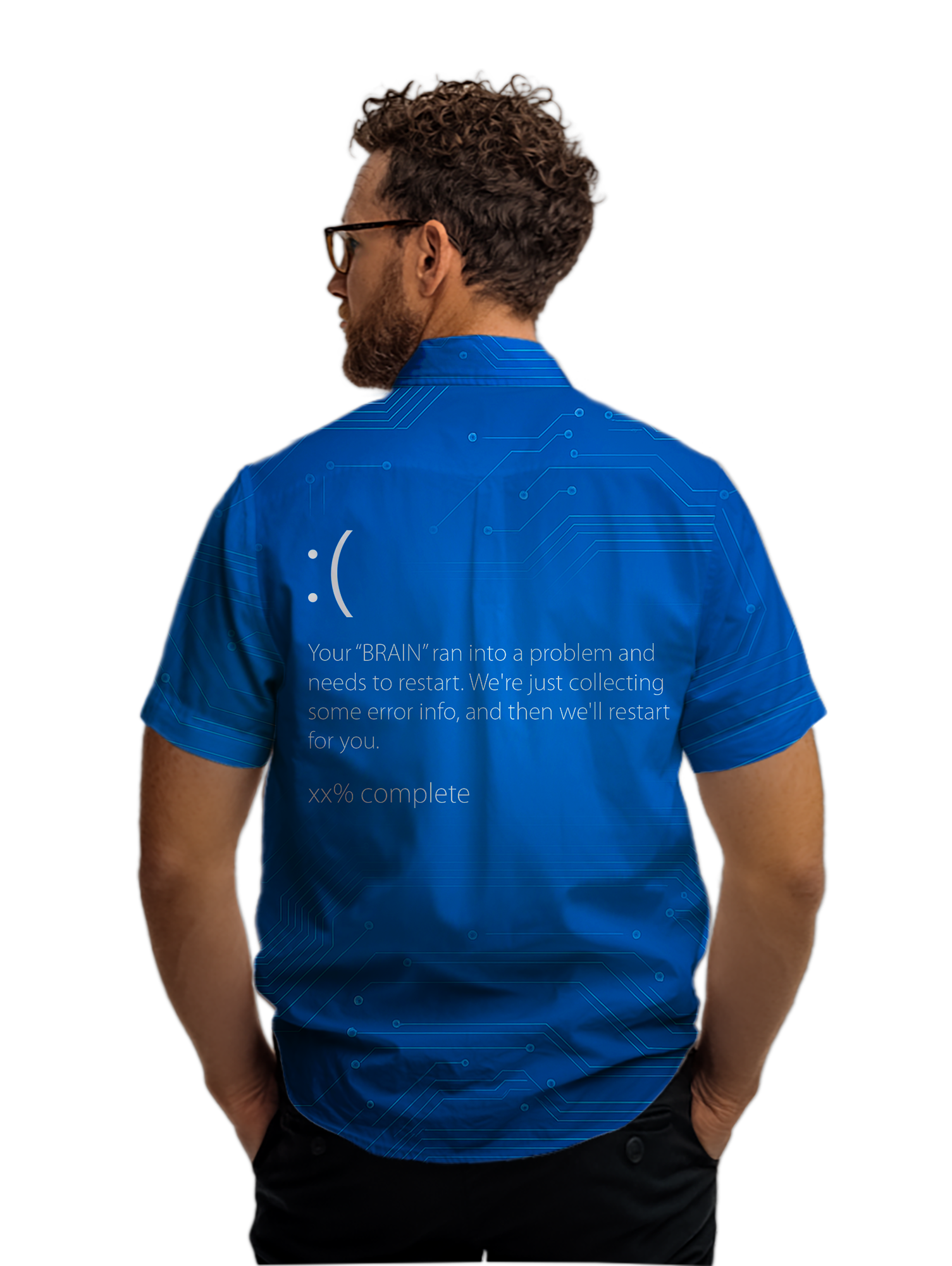 Blue Screen of Death Technology Button Up Shirt