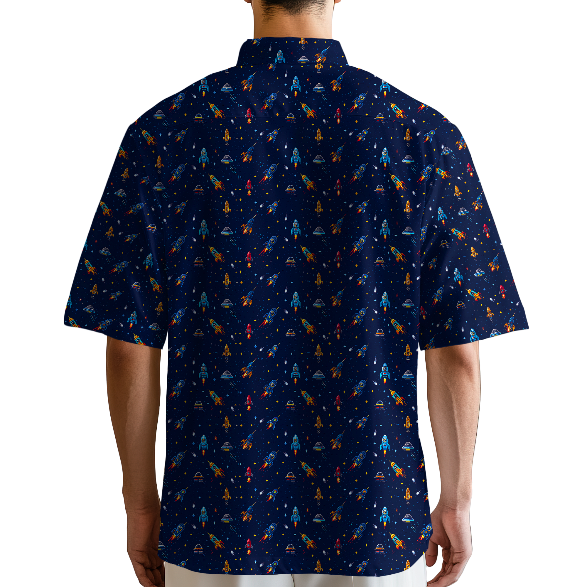 8-Bit Outer Space Button Up Shirt