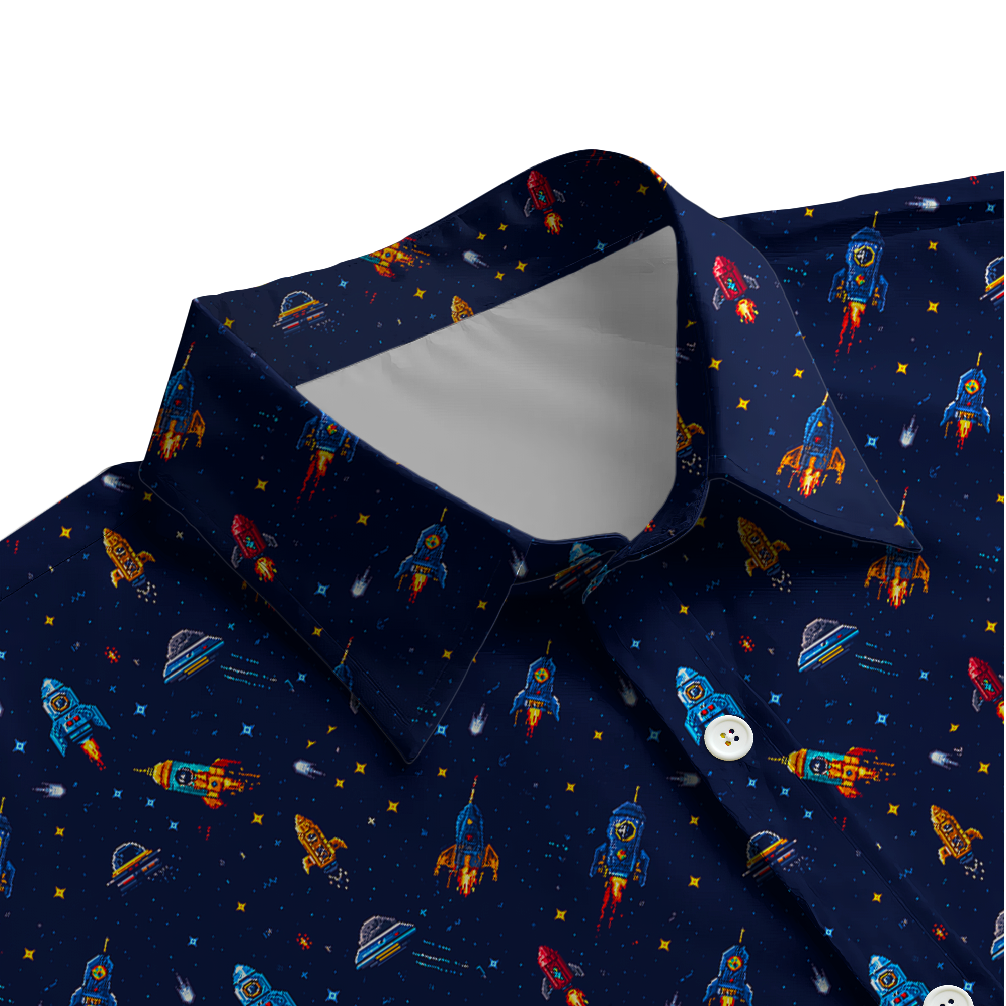 8-Bit Outer Space Button Up Shirt
