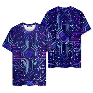 Purple Circuit Board Nerd Graphic T-Shirt