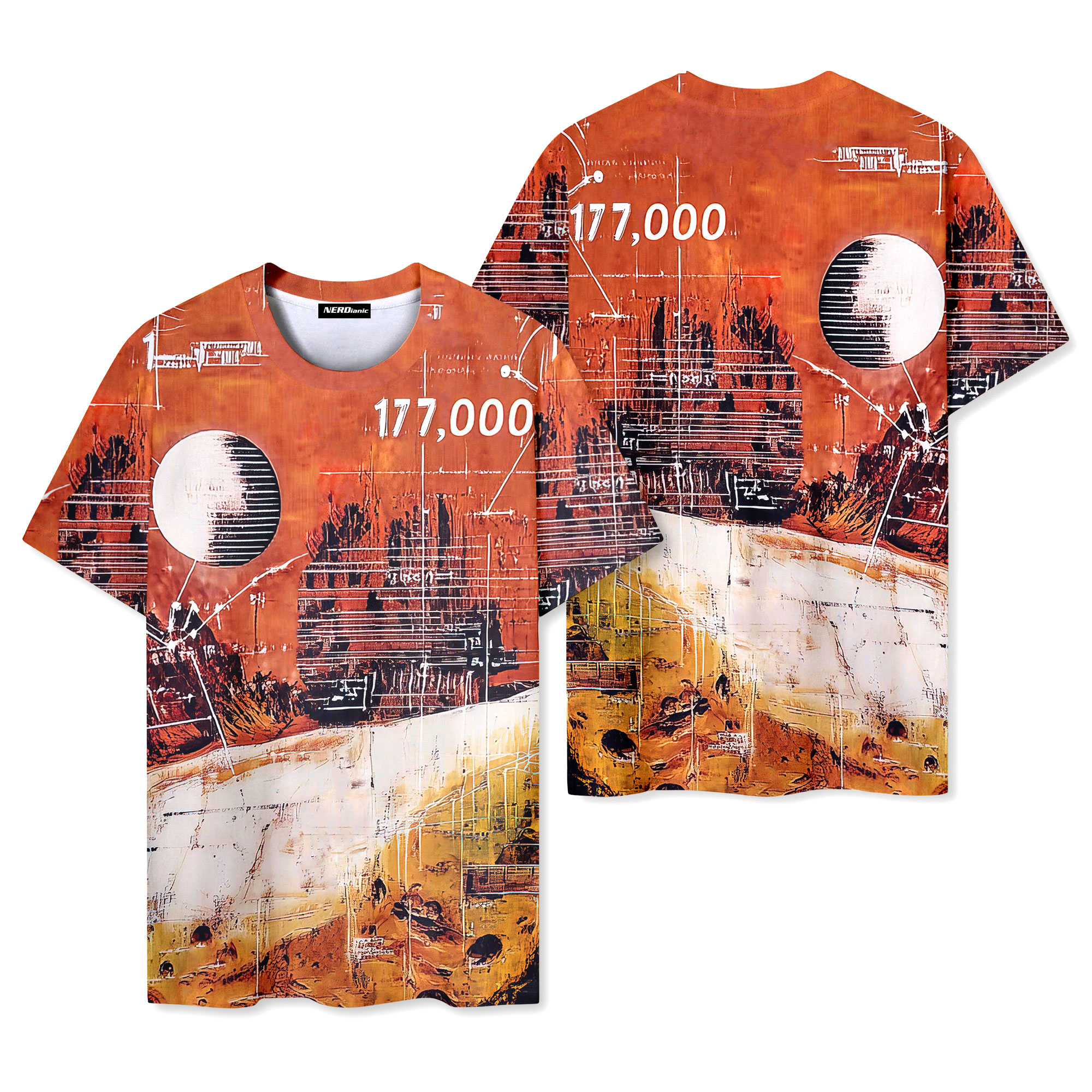 Number Mars Retro Space Graphics T-Shirt