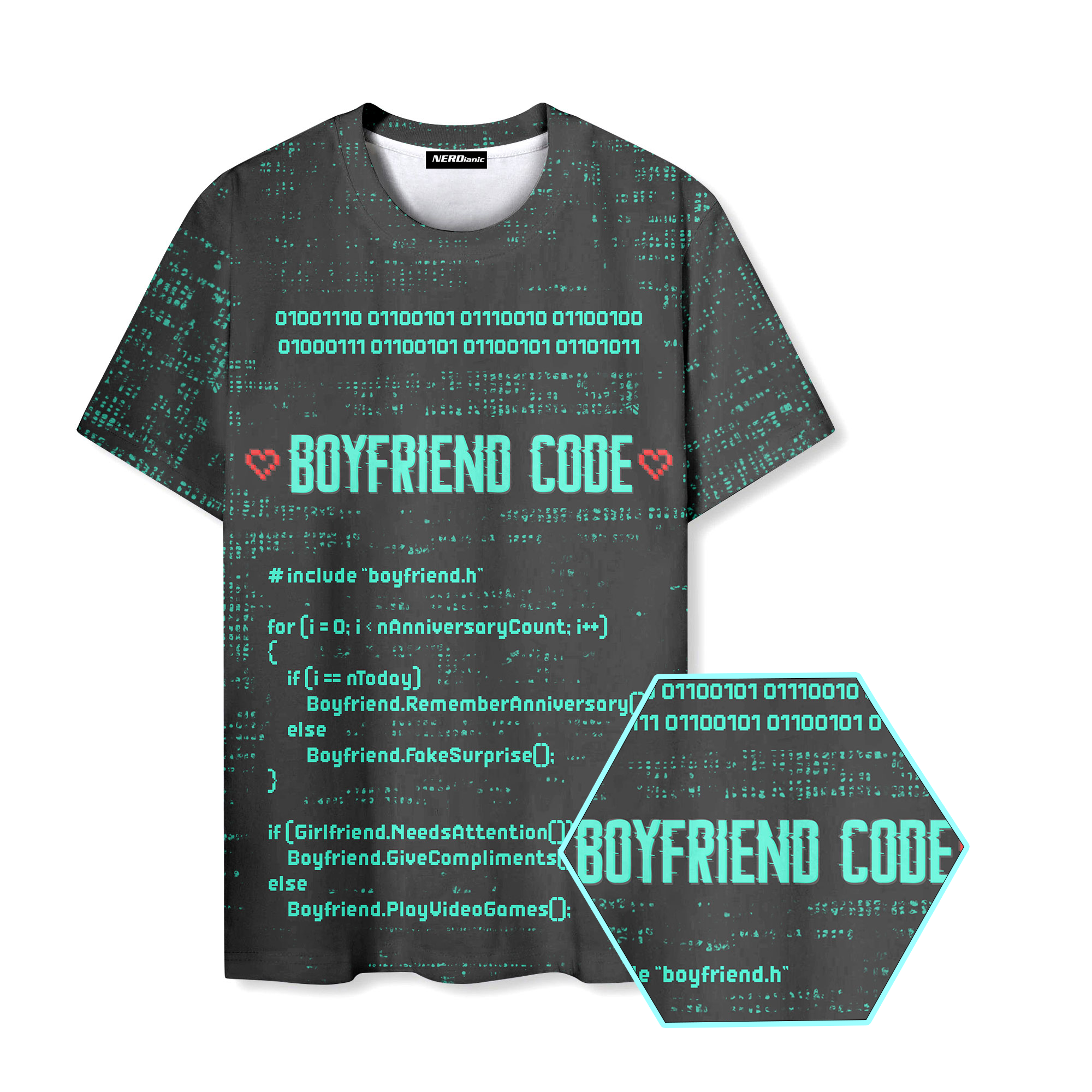 Boyfriend Code Funny Nerd Graphic T-Shirt