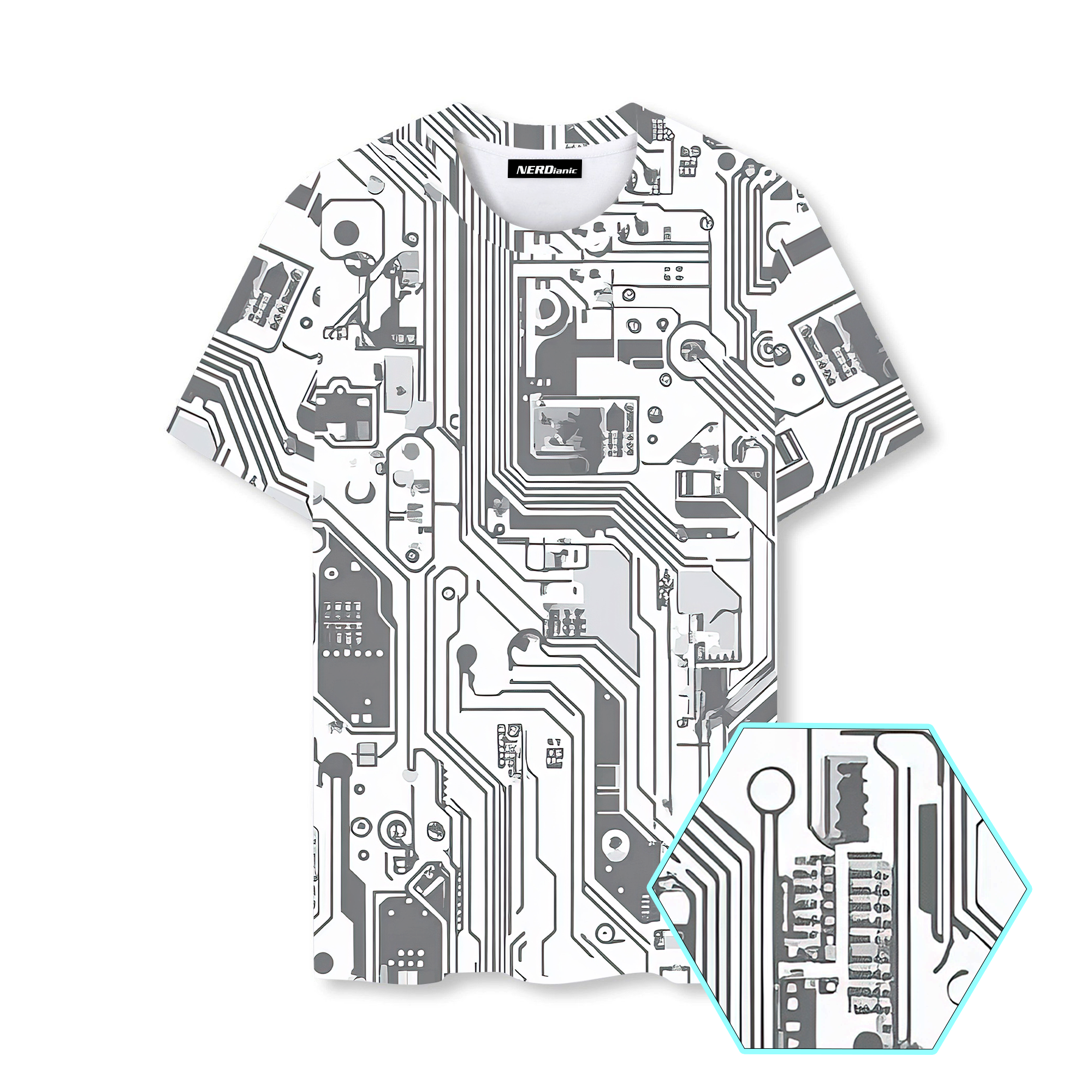 Circuit Board Nerd Graphic T-Shirt