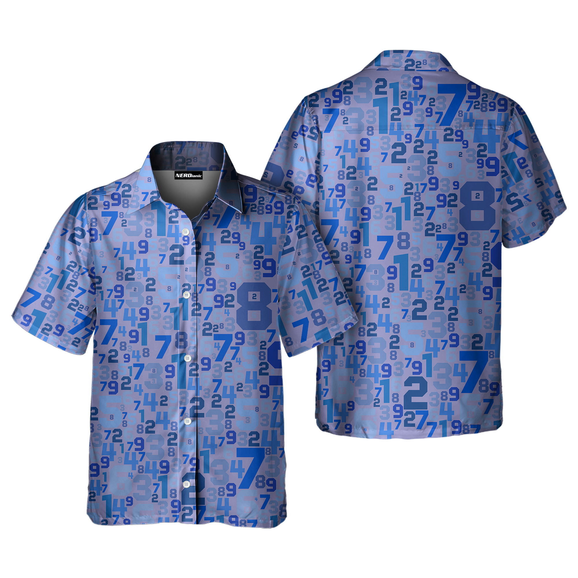 Purple Number Pattern Math Button Up Shirt