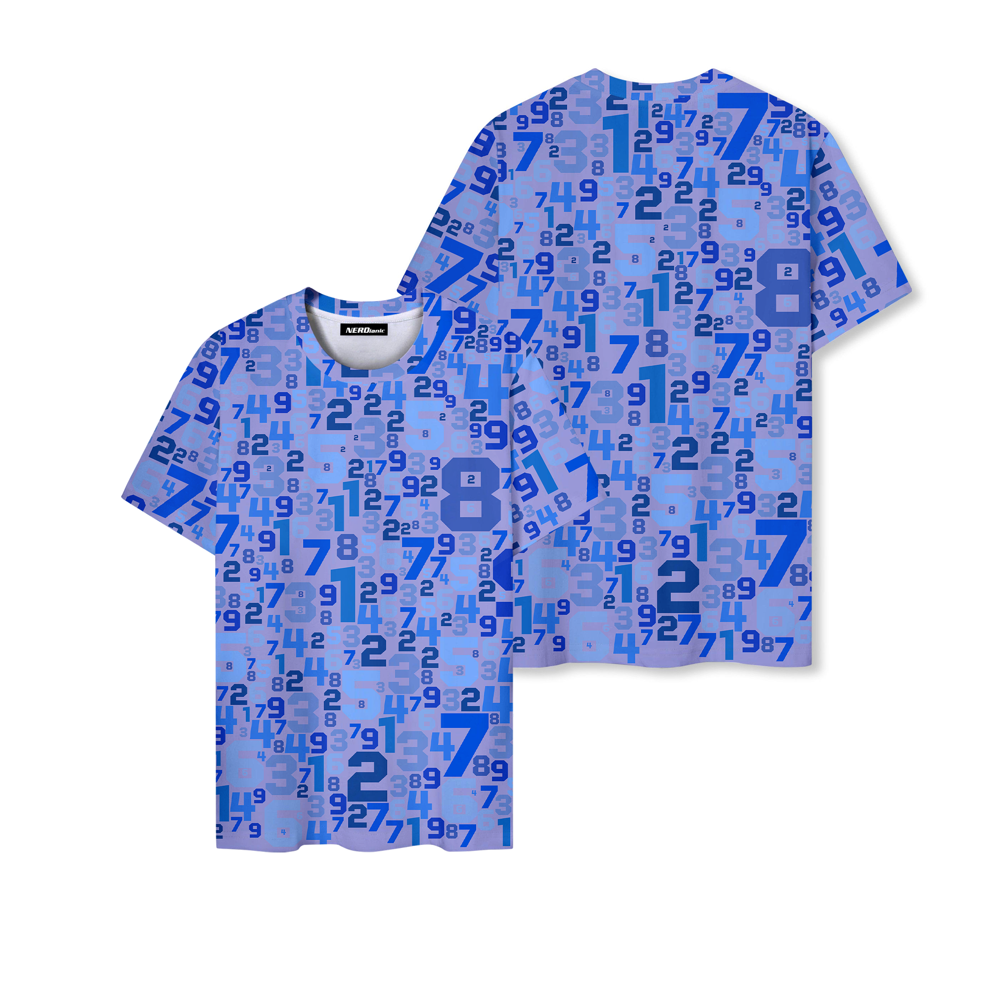 Purple Number Pattern Math Nerd Graphic T-Shirt