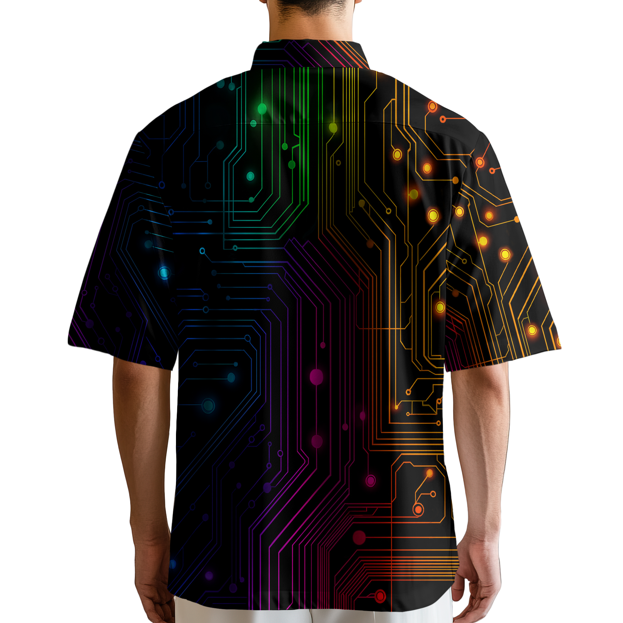 Colorful Circuit Board Technology Button Up Shirt