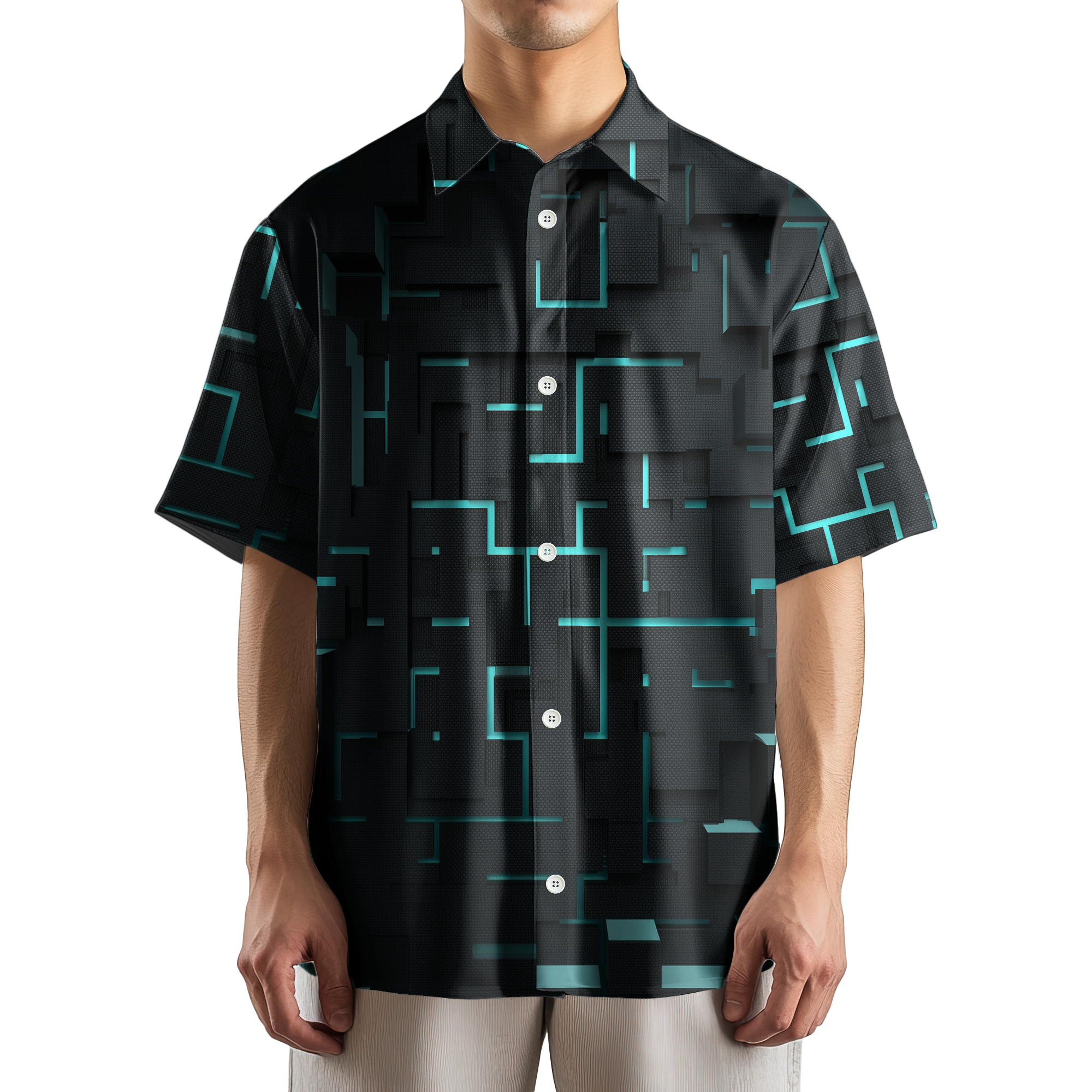 Circuit Blocks Technology Button Up Shirt