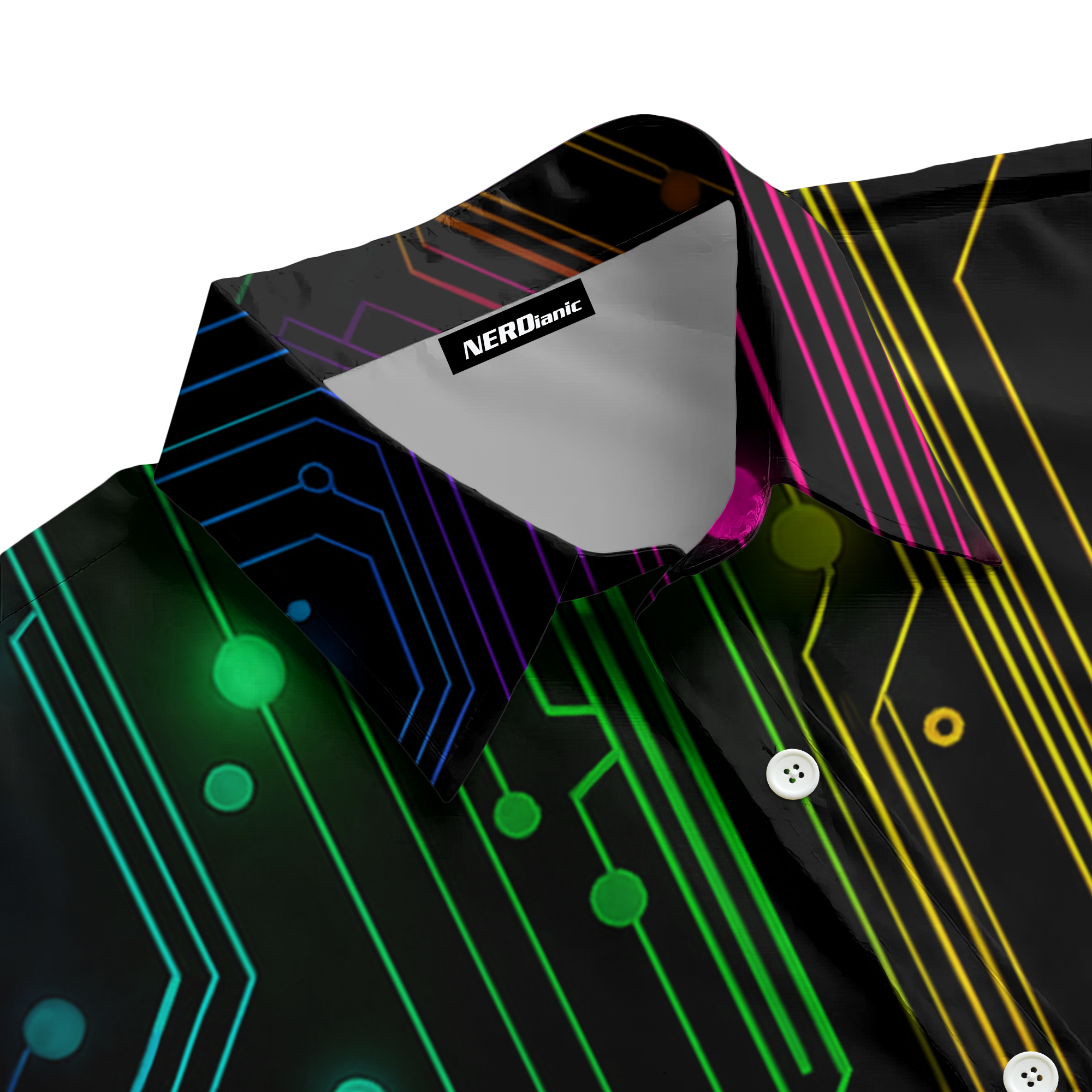 Colorful Circuit Board Technology Button Up Shirt