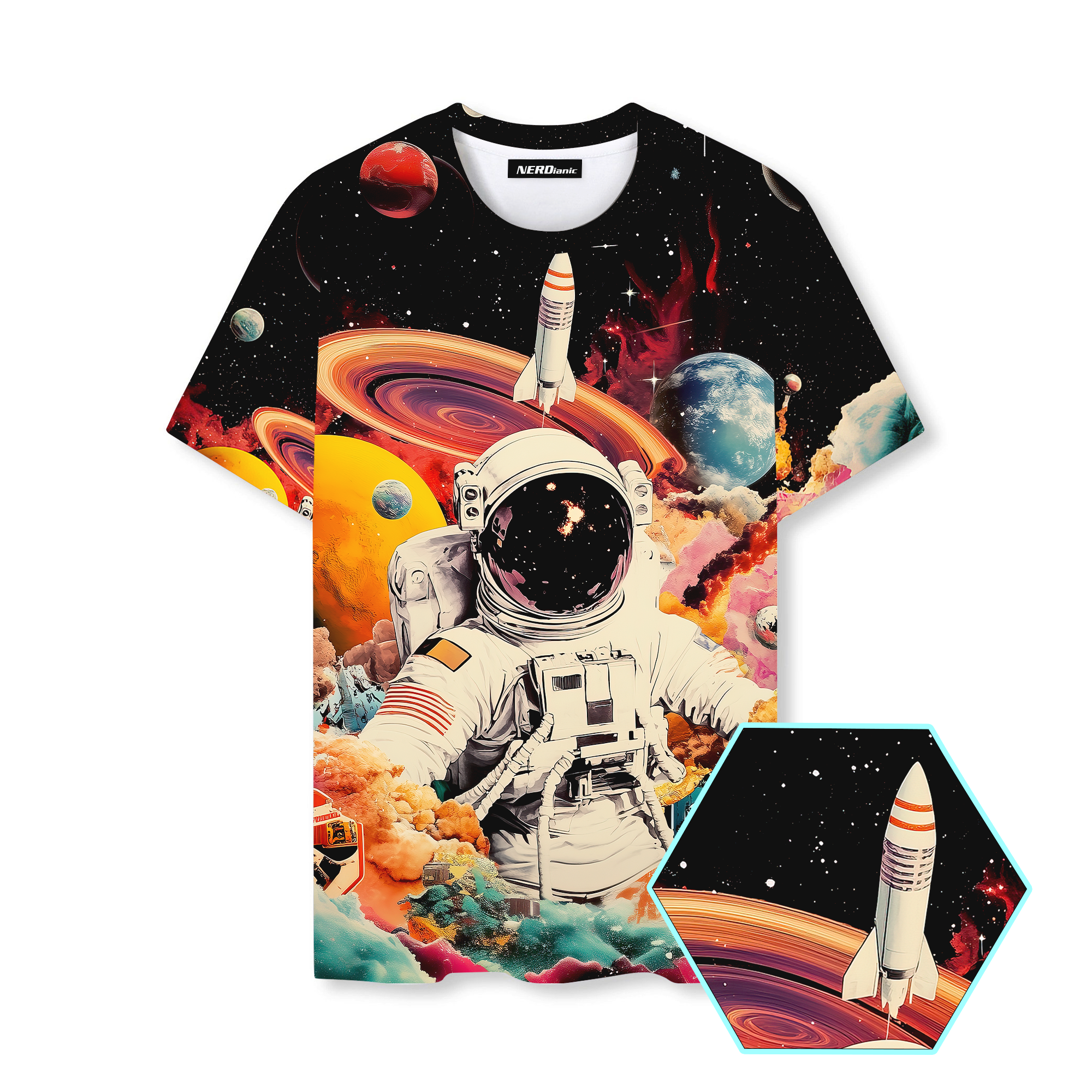 Astronaut Retro Space Graphics T-Shirt